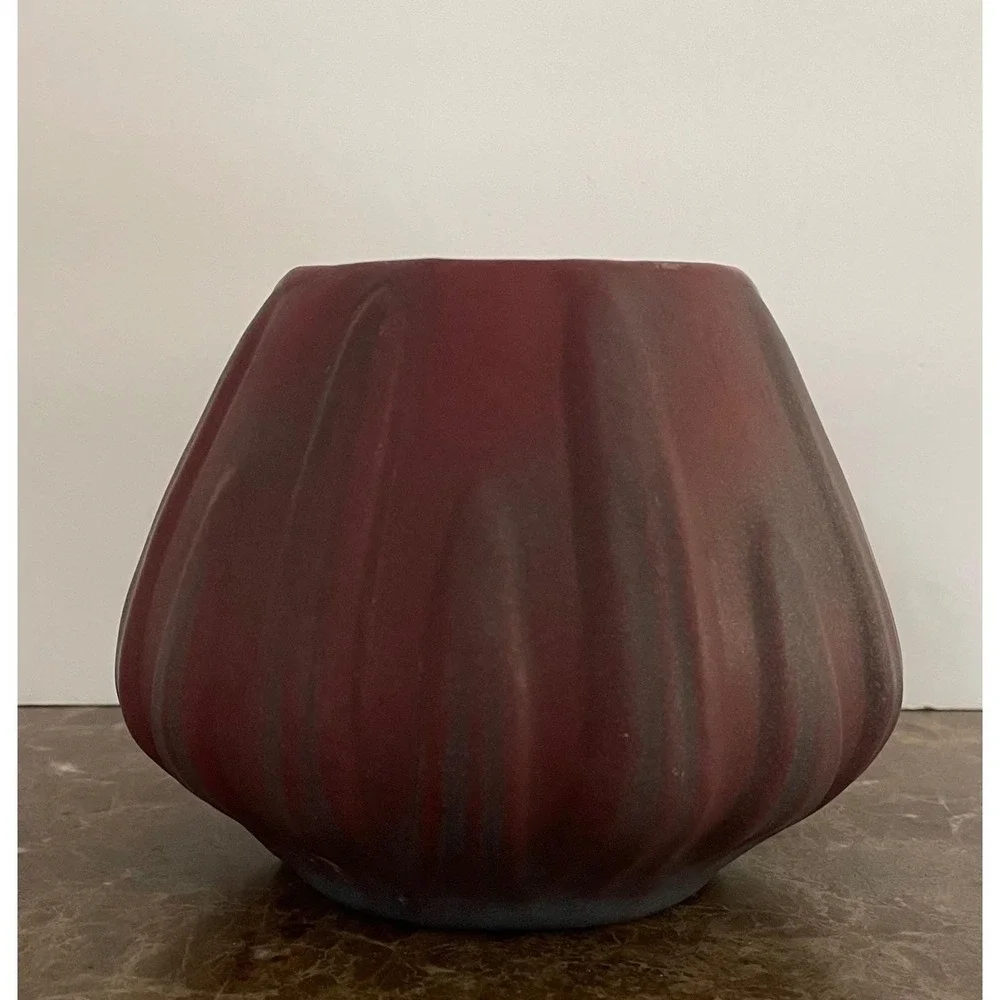 Vtg Van Briggle Art Pottery 1920s Mulberry Yucca Leaves Squat Vase Matte 4.5